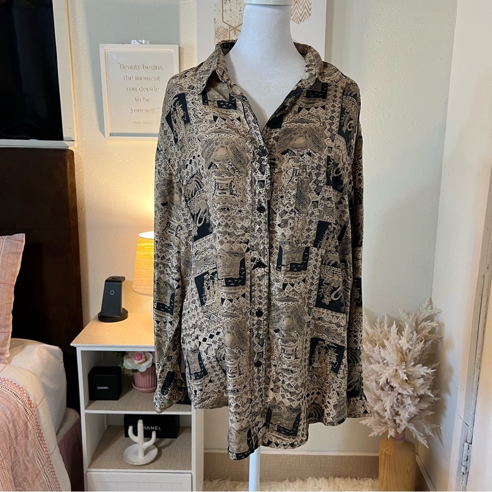 K.Arnold 100% silk button down shirt size L